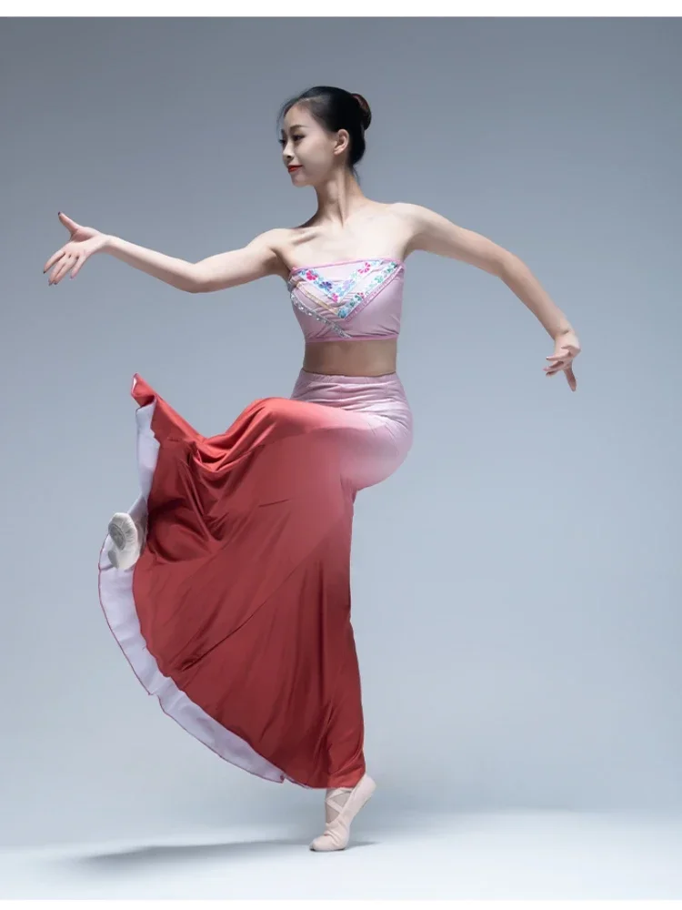 Chinese Traditional Peacock Dance Dress National Dance Costumes Dai Folk Fan Dance Long Mermaid Peacock Performance Clothing