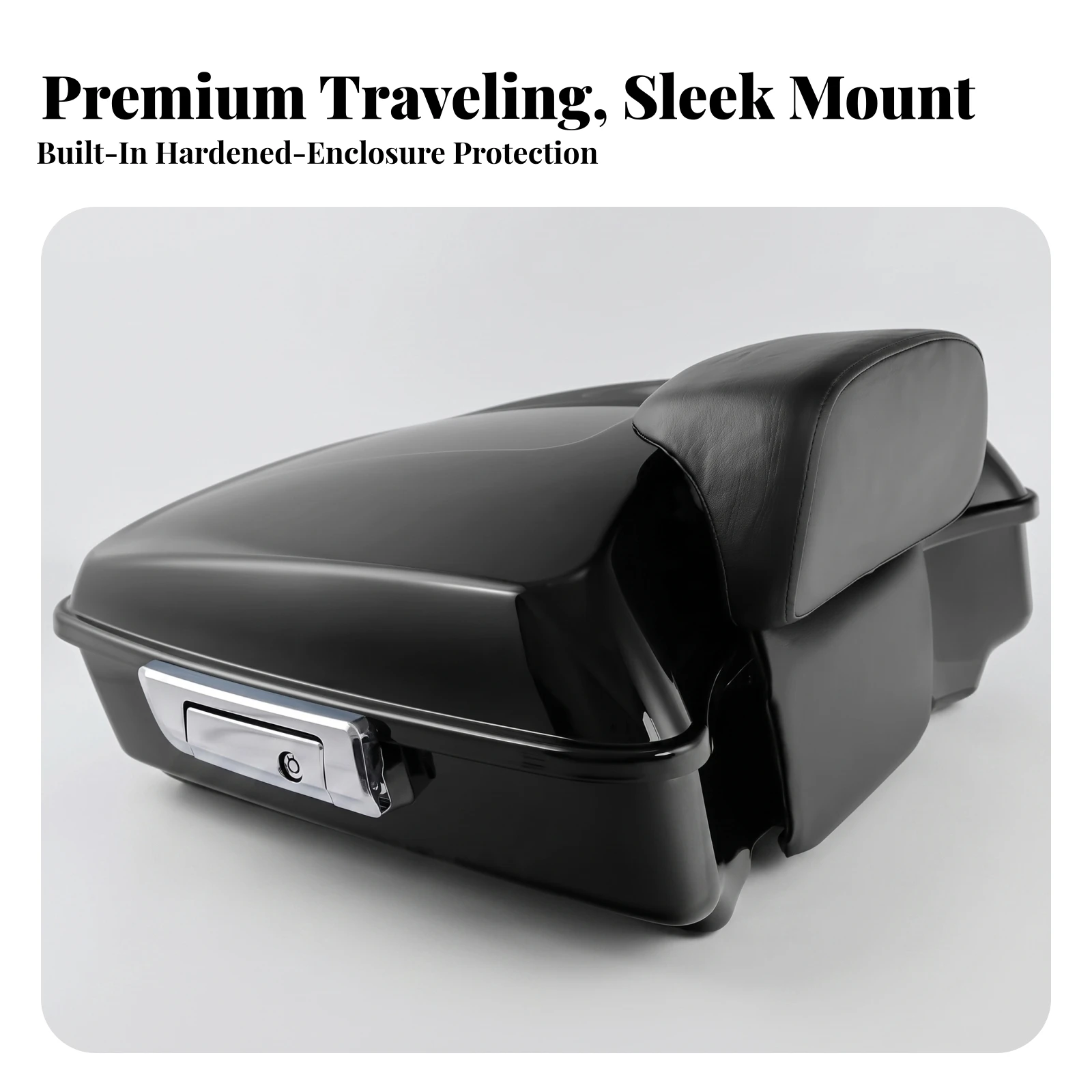 Touring Trunk with Passenger Cushion Lockable Motorcycle Top Box with Backrest Motorcycle Rear Trunk Padded Classic