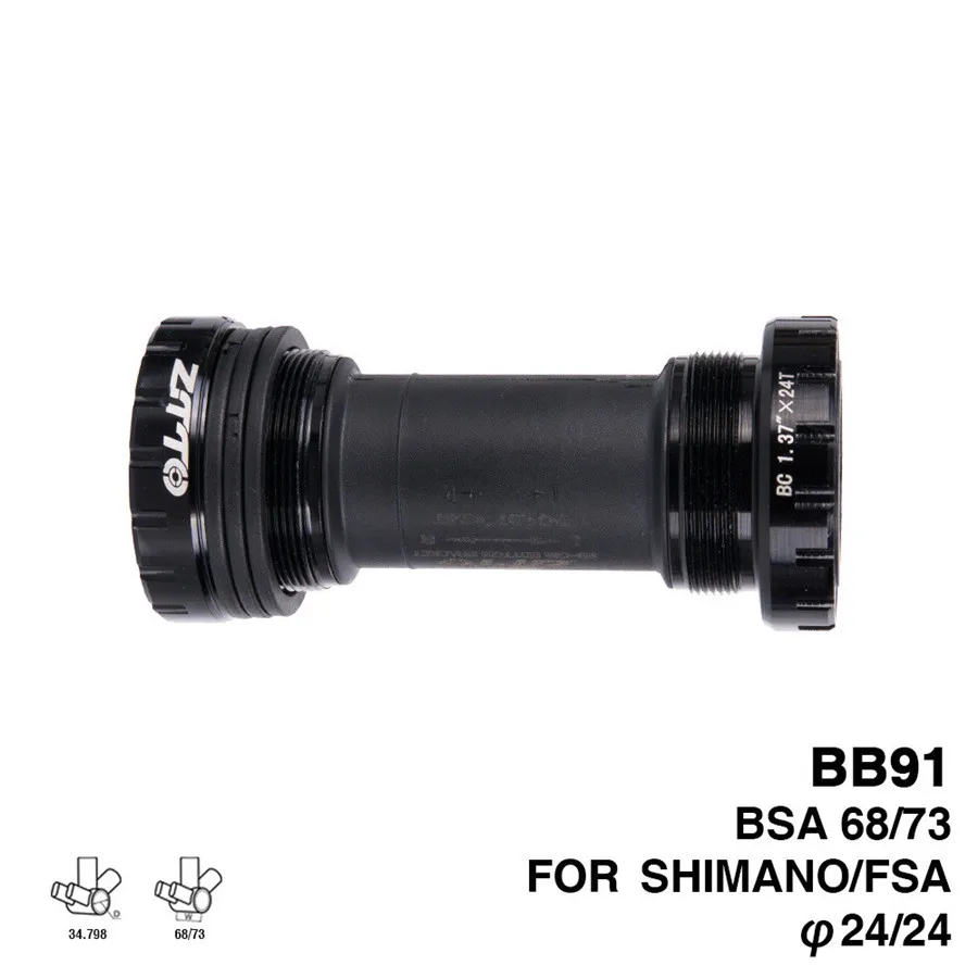 Full Black color Bicycle Bottom Bracket Sealed Bearing English Thread Type 68-73 mm BSA68 Shell 24mm spline Axis For Shimano MTB