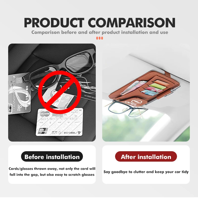 Car Logo Sunshade Muti-pocket Card Package Storage Holder Pen Clip Accessories For Opel Meriva Mokka Grandland Vectra Zafira - view 3