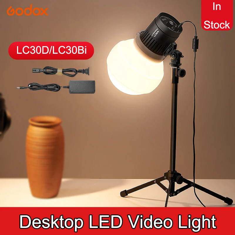 

Godox LC30D/LC30Bi 5600K 3200K-6500K CRI/TLCI Tabletop LED Light Flexible Handheld Lamp Fill Light Photography Live Streaming