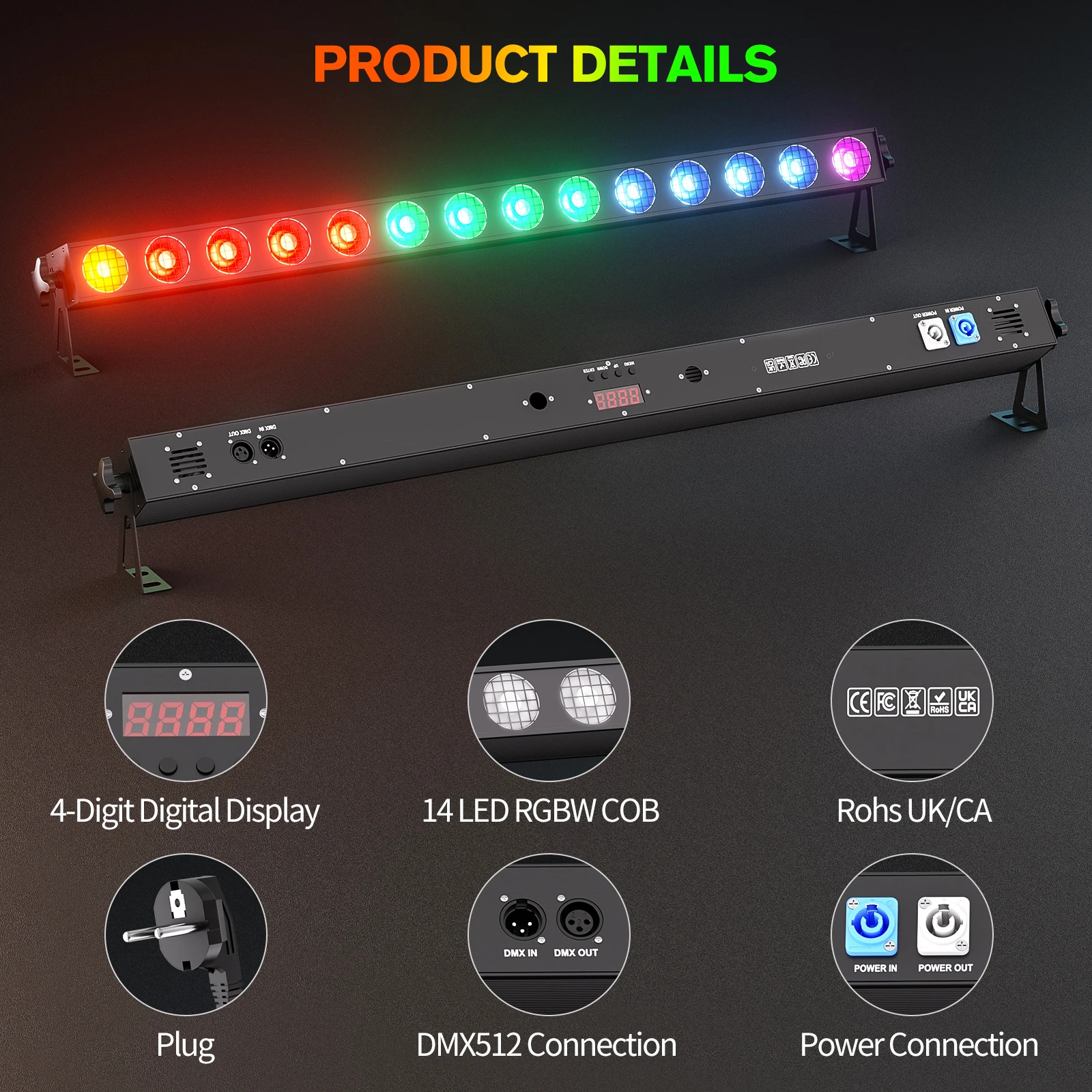 U'King 14X20W RGBW COB ضوء المرحلة بار عالية الطاقة مصفوفة بكسل جدار غسالة أضواء DMX512 ستروب DJ أضواء لعرض الحفلات بار KTV