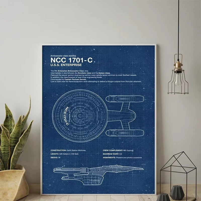 Modern Star Trek Blueprints Posters Canvas Prints Painting Vintage Wall Art Pictures for Living Room Home Decoration Cuadros