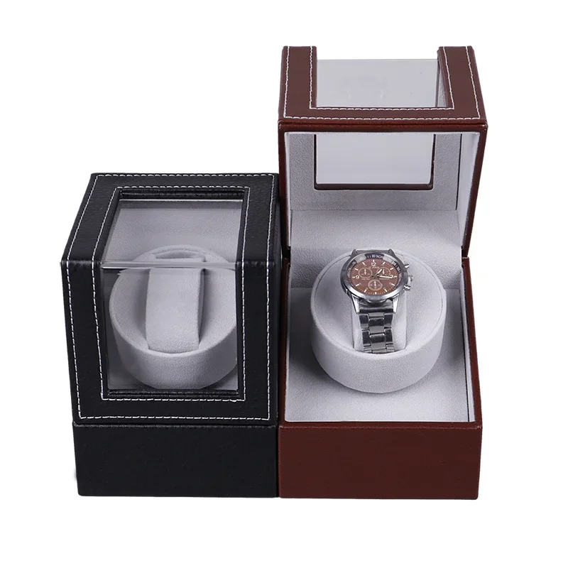 Leather Automatic Watch Winder Box Quiet Anti Magnetic Rotating Display Case with Interval Settings for Men Home Gift 시계 와인더
