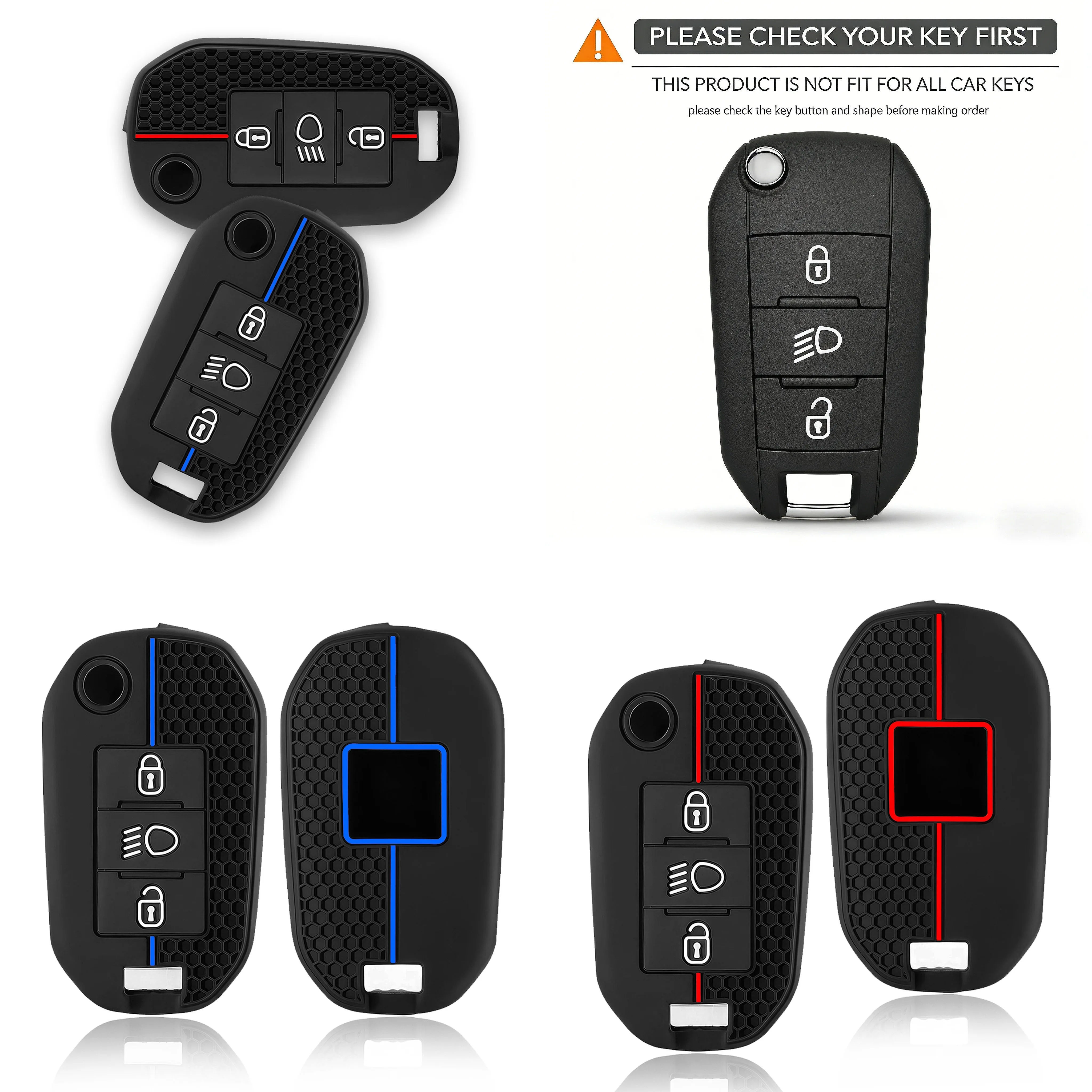 3 Buttons Silicone Car Flip Key Case Cover Shell for Peugeot 208 308 408 508 2008 3008 4008 5008 for Citroen C3 C4 CACTUS C6 C8
