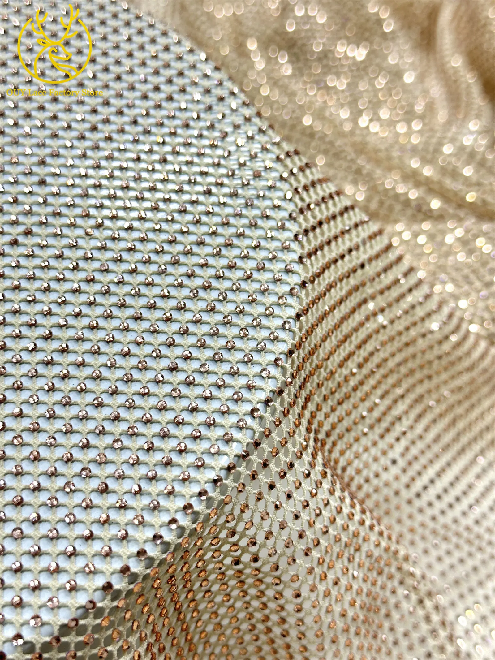 Modischer Österreichischer Diamant-Spitzenstoff 2026 Hochwertiger Kristall-Verzierter Stoff für Afrikanische Abendkleider Nähstoff – Detail 11