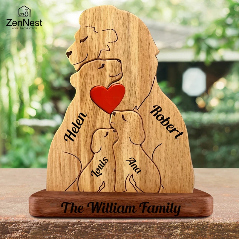 Wooden Lion Family Puzzle Ornament DIY Custom Name Home Decorations Thanksgiving Christmas Gift for Mom Art Crafts - image 4