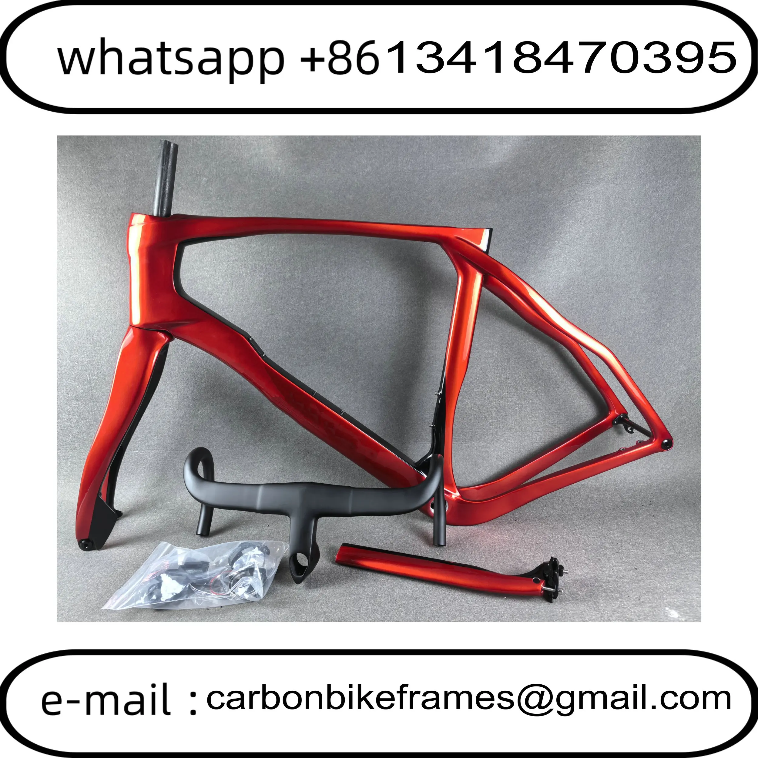 

2025 Gravel Carbon Bike Frame Grevil Dark Red Color T1100 BSA Disc Brake Racing Bicycle Frameset + Handlebar DPD
