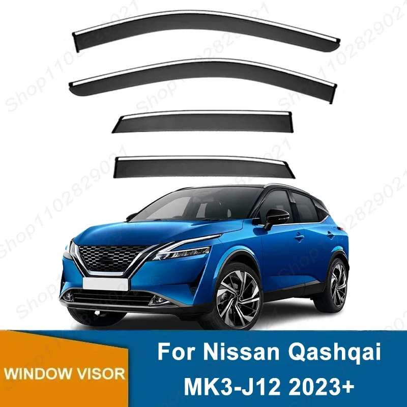 4Pcs Window Visor For Nissan Qashqai MK3-J12 2023+ Weathershield Sun Rain Deflector Guard Car Window Deflector