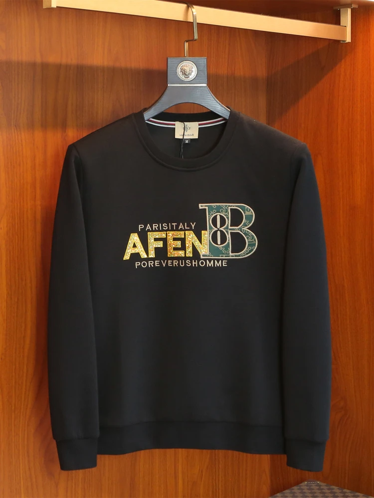 

Мужской свитшот Slim Fit с круглым вырезом, вышитыми надписями, длинными рукавами, блестящий, повседневный, удобный, дышащий, из хлопка...