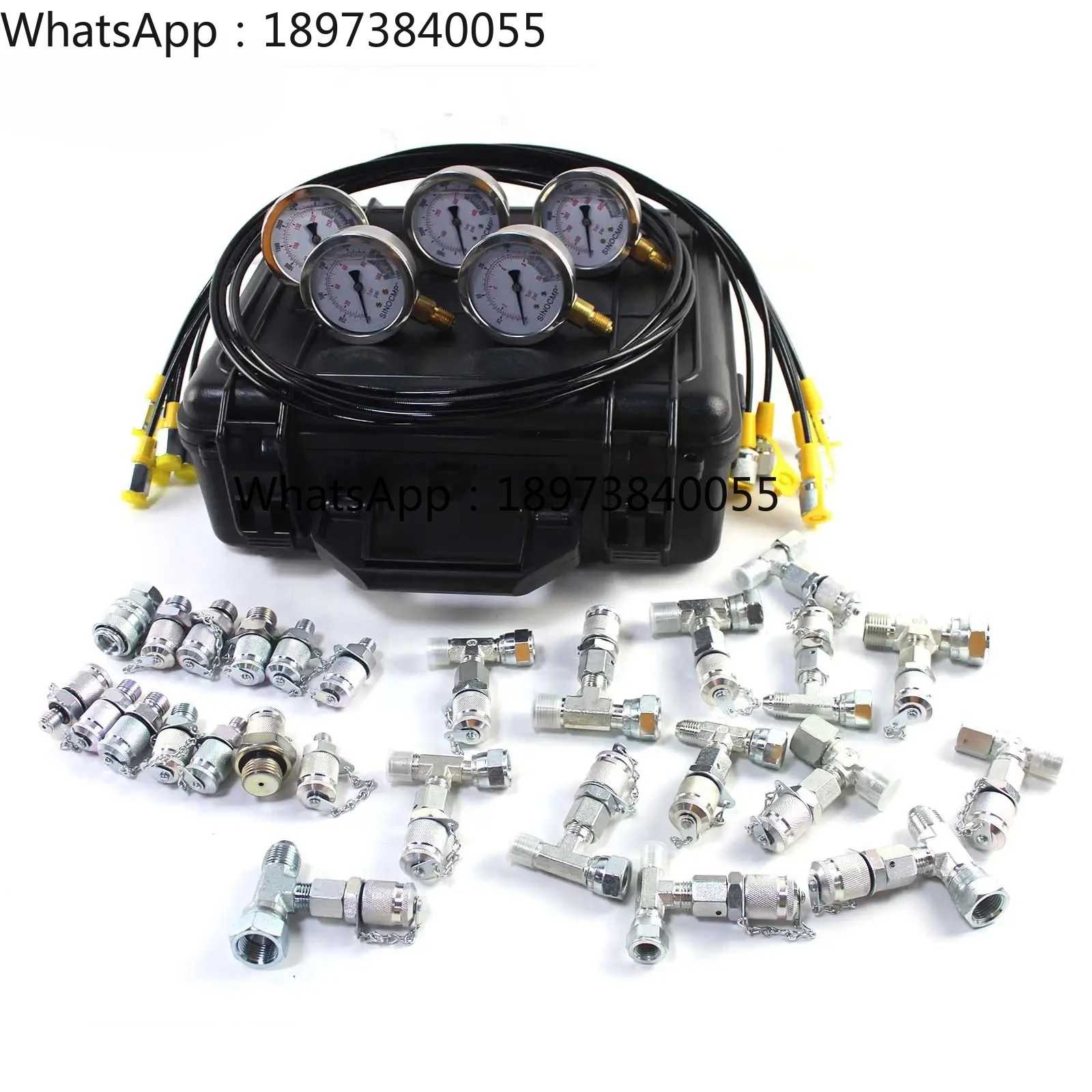 ​High Quality Hydraulic Gauge Test Kit W/5 Pressure Gauge & 5 Test Hoses & 13 Fittings &14 Tee Con Replacement Parts Accessories