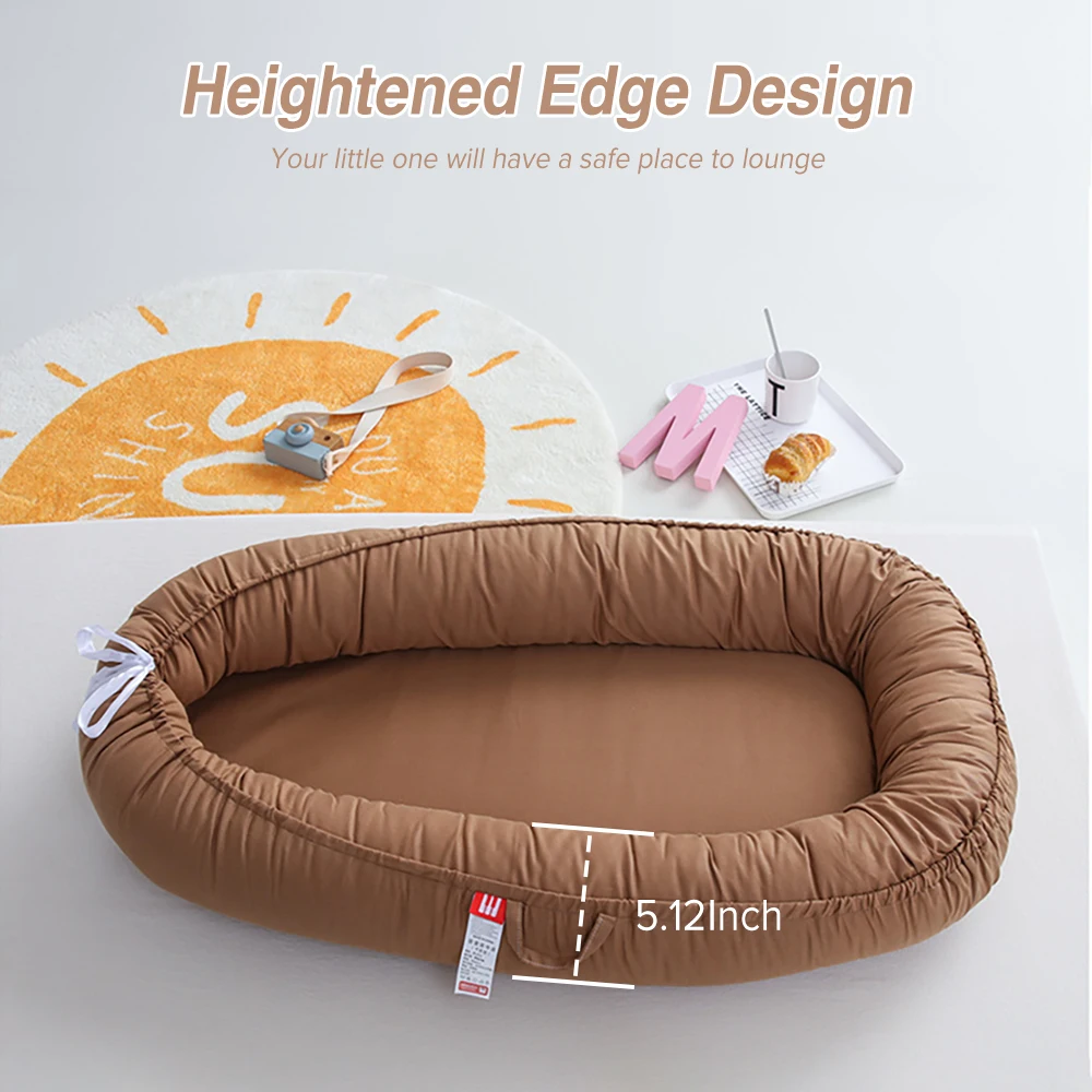 AnGku 19.7*33.46*5.12 Inch Cotton Breathable Baby Bed Portable Baby Nest for Newborn Sleeping Adjustable