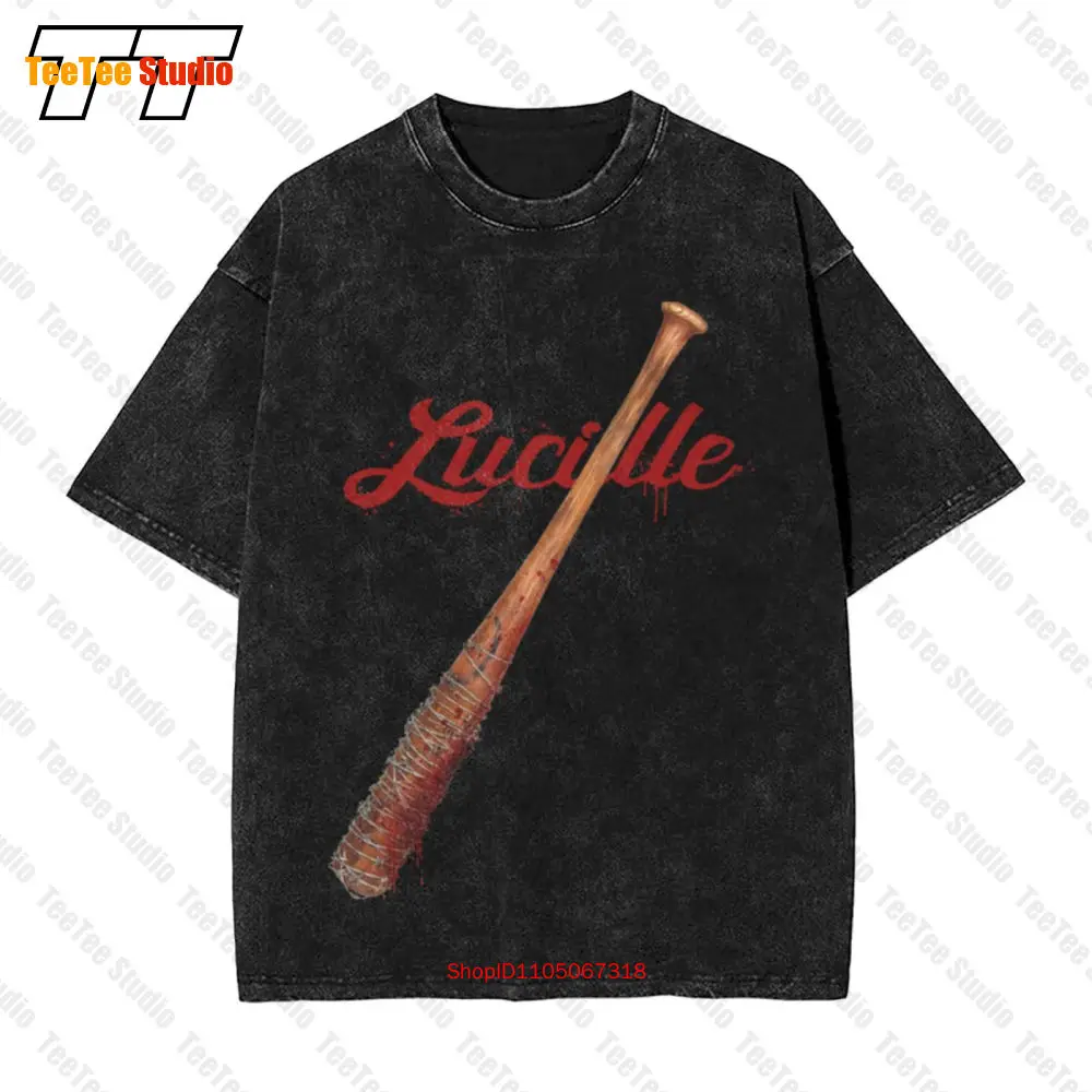 Walking Dead Negan Lucille y bat de béisbol sangriento salvador Vintage camiseta de gran tamaño M05E