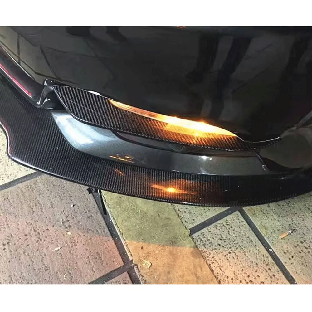 

JCYECF Carbon fiber Front Fog Lamp Air Vent Fin Trims Covers Canards for Ford Mustang GT V8 V6 GT350R Coupe 2015 2016 2017