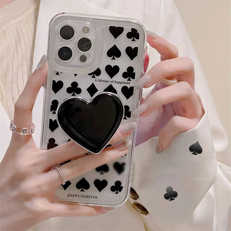 TD16 Spades Love Heart For Samsung Galaxy S9 S10 S20 S21 S22 Plus A21S A51 A71 A52 A72 A12 A32 Case DIY TPU Soft Cover