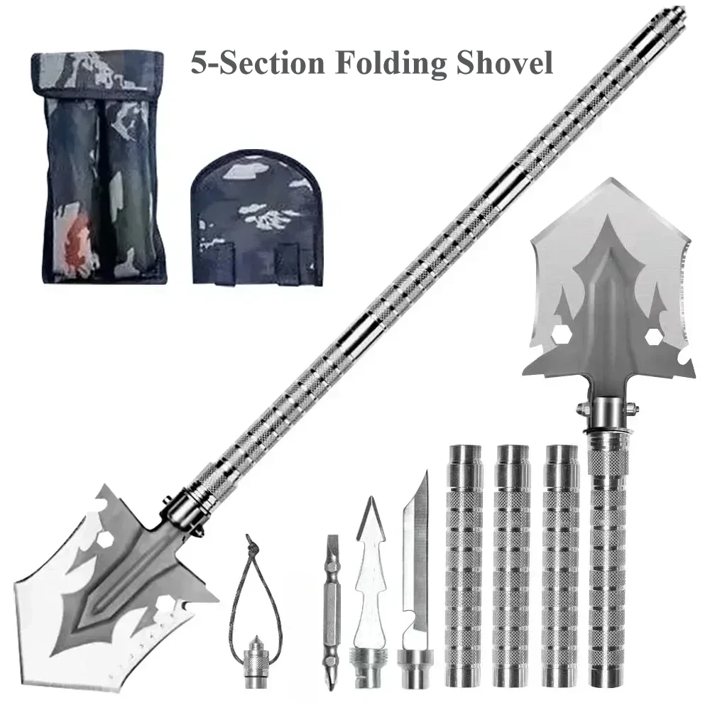 Съемная складная лопата на 1-5 секций, автомобильное оборудование, лопата для снега, ферма, садовые инструменты, грабли, многофункциональная мотыга для выживания в кемпинге