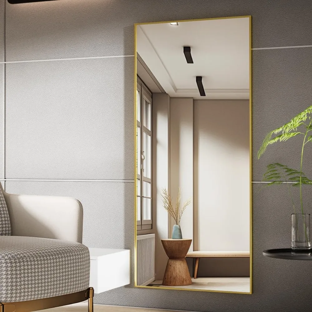 전체 길이 알루미늄 프레임 거울, 71x26인치 높이, 독립형 또는 벽걸이형, 전신 거울 및 홈데코에 적합