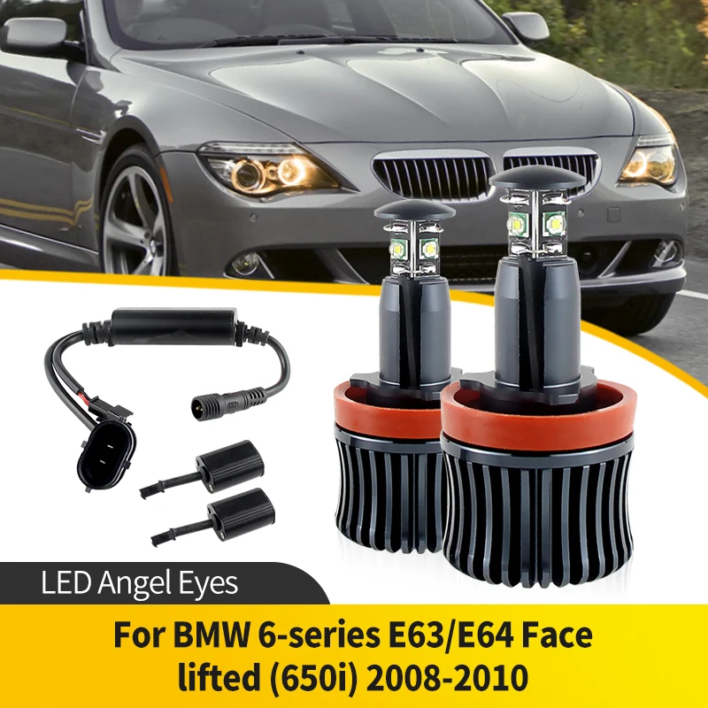 

2PCS H8 20W For BMW 6-series E63/E64 Face lifted 650i 08-10 LED Angel Eye Halo Ring Marker Side Light LED Bulb Car Headlight