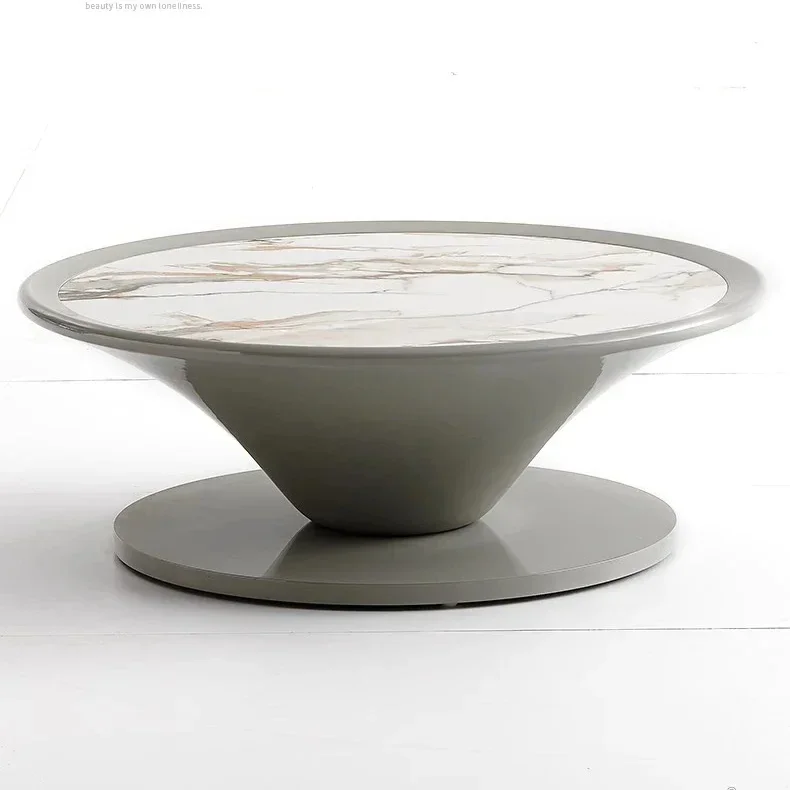 

Italian light luxury designer rock slab round coffee table small apartment living room high-end Nordic coffee table