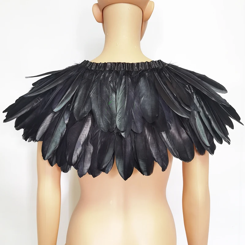 Group châle victorien en plumes naturelles, faux col, haussement d\'épaules, initié rond, cape gothique, costume de cosplay, performance