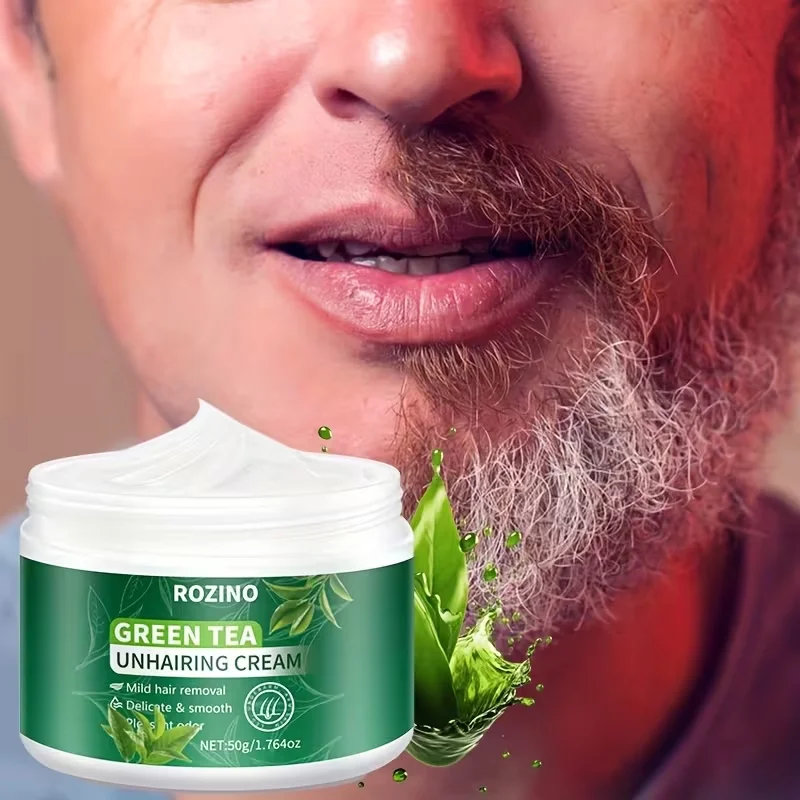 50G/2Pcs/3Pcs Green Tea Hair Removal Cream, Rich in Green Tea Extract, Can Effectively and Quickly Remove Hair in Just 5 Minutes, Painless, Gentle, Non-Irritating, Friendly to Sensitive Skin, Smooth and Delicate, No Black Spots, Long-Lasting Skin Clarity, Suitable for Both Men and Women, for Use on Lips, Arms, Legs, Armpits, Breasts, Private Areas, Easy to Use When Traveling, Hair Removal to Avoid Embarrassment