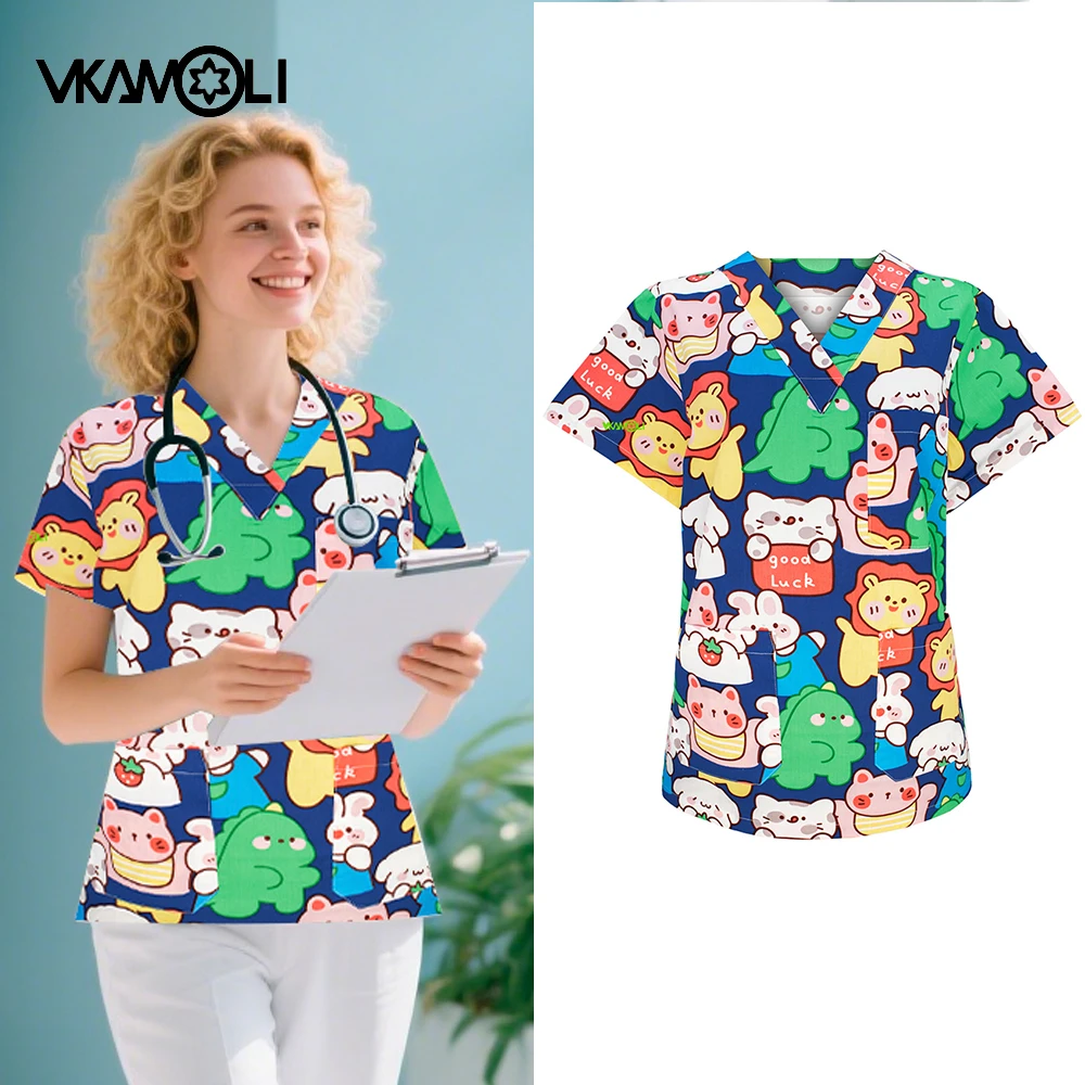 

Clearance Special Offer Cartoon print Women and men Scrubs tops