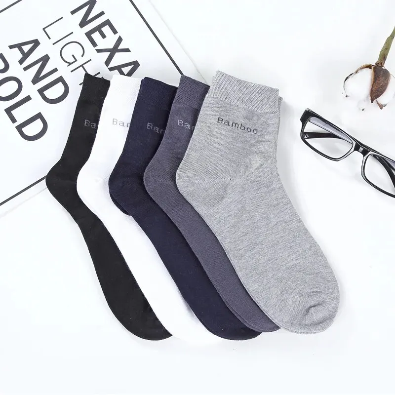 10Pairs/Pack Men Bamboo Socks Comfortable Breathable Casual Business Men\'s Crew Socks High Quality Guarantee Sox Male