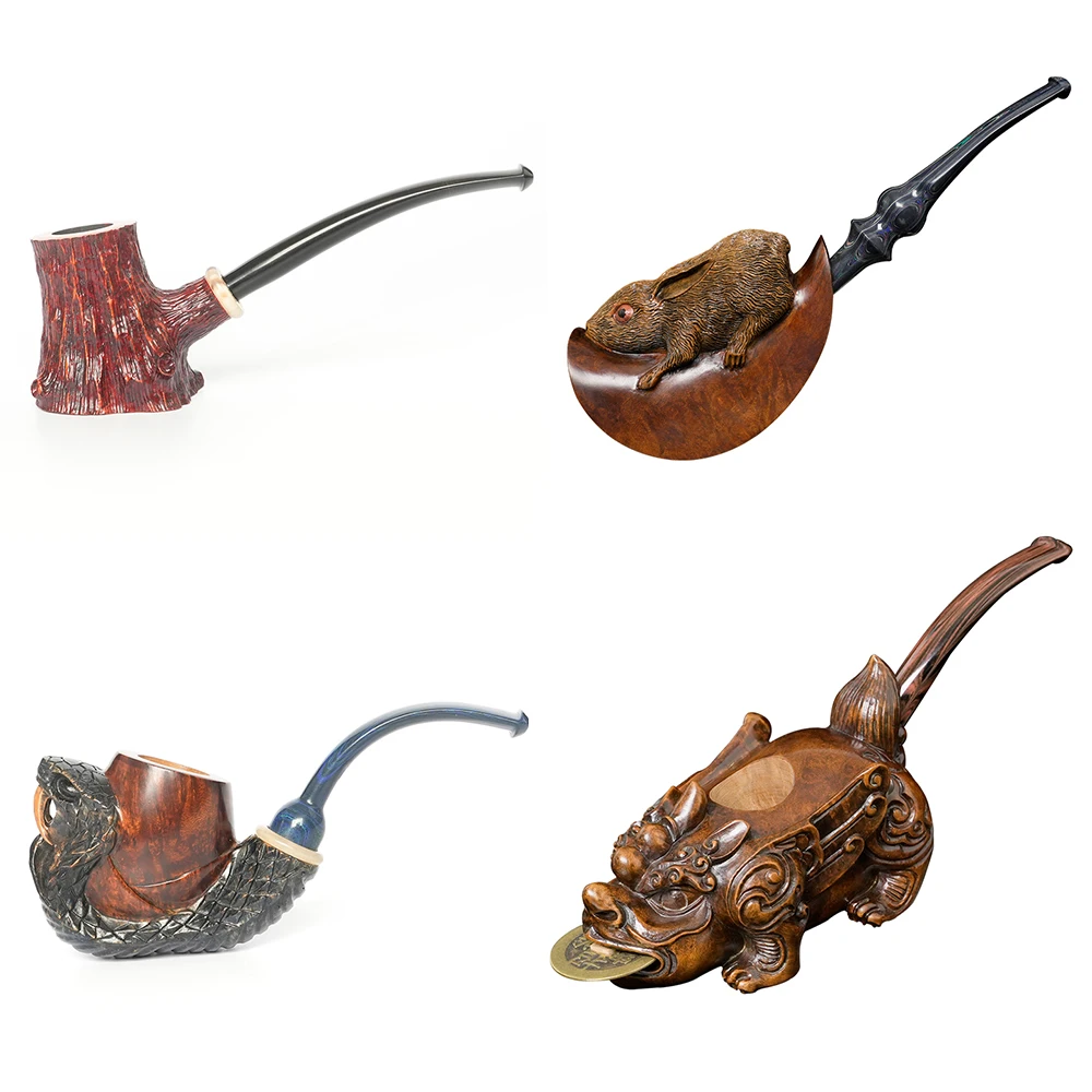 JIBILL hand-carved tobacco pipe briar wood pipe vulcanized rubber pipe mouth can be customized father's day gift