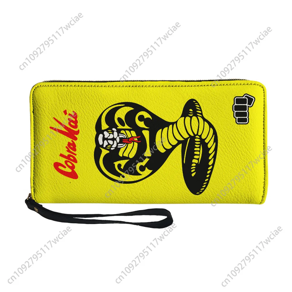 

Cobra Kai No Mercy Snake Custom Wallet Purse Mens Womens Zipper Long Wallets Double Print Portable Wallet Gift Bag