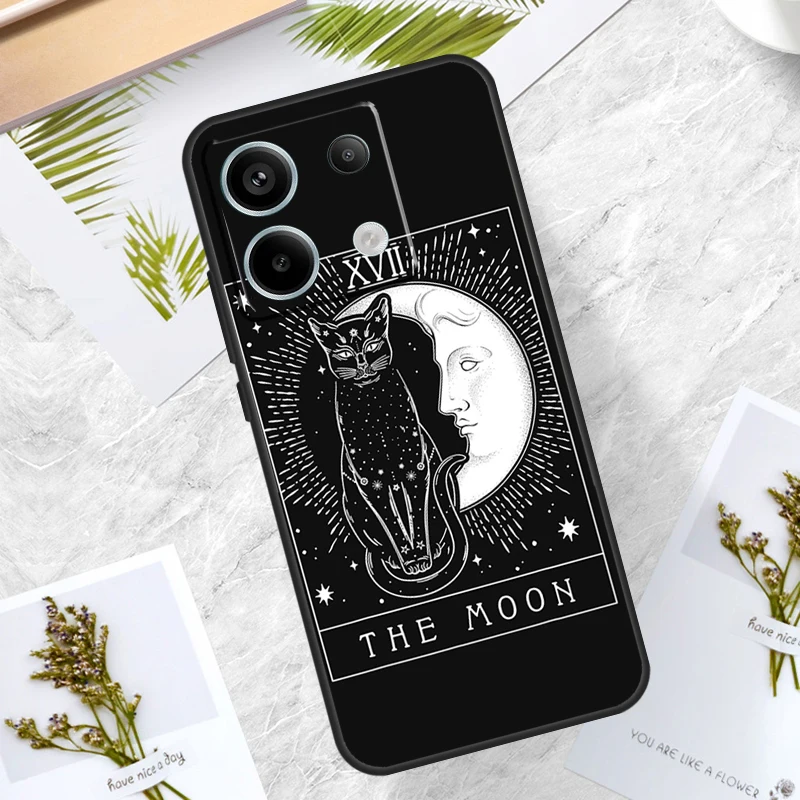 Moon Tarot Witch Cat Case For Redmi Note 13 Pro Plus 12 11 10 9 Pro 9S 10S 11S 12S 10A 9C 10C 12C 13C Back Cover