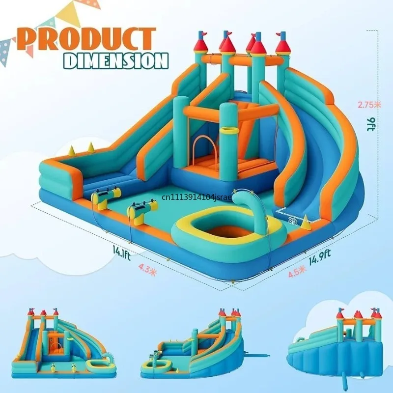 Oxford Inflatable Bounce House Water Slide, Kids Jumping Trampoline, Home Outdoor Inflatable Play Castle