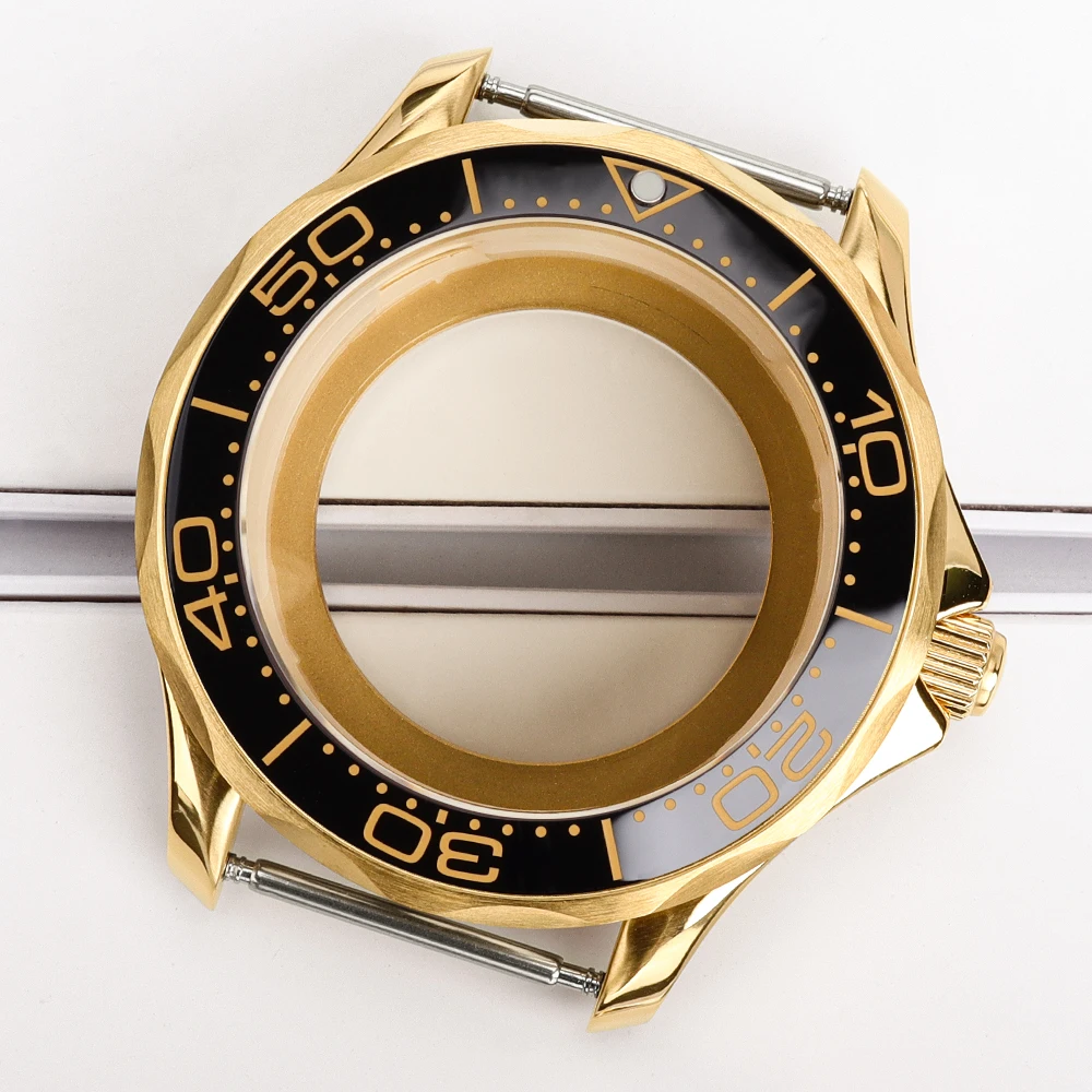 

NH35 Case 41mm Gold Ceramic Bezel High-Quality for Seamaster 300 316L Stainless Steel Watch Case Fit NH35 NH36 Movement 31mmDial