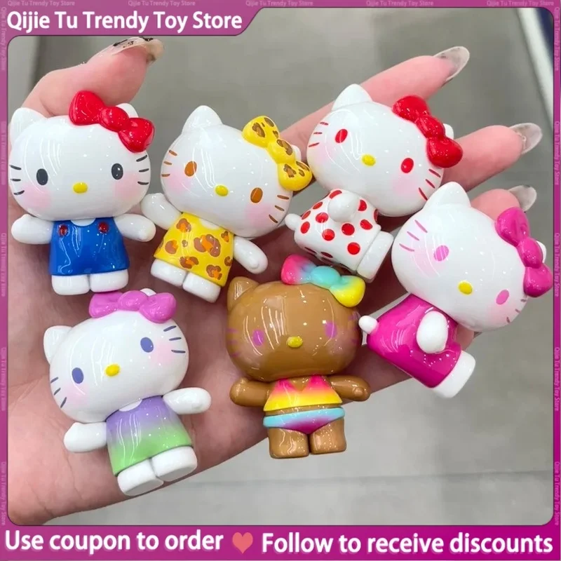 

In Stock Authentic Hello-Kitty Summer Rainbow Candy Blind Bag Blind Box Series Mini Figurines Car Ornaments Cute Gifts For Girls