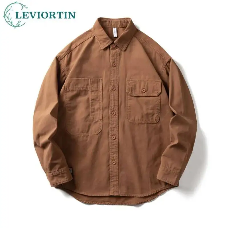 

Мужская модная хлопковая рубашка-карго с длинными рукавами и карманами, осенние военные тактические рабочие рубашки для рыбалки на открытом воздухе, охоты