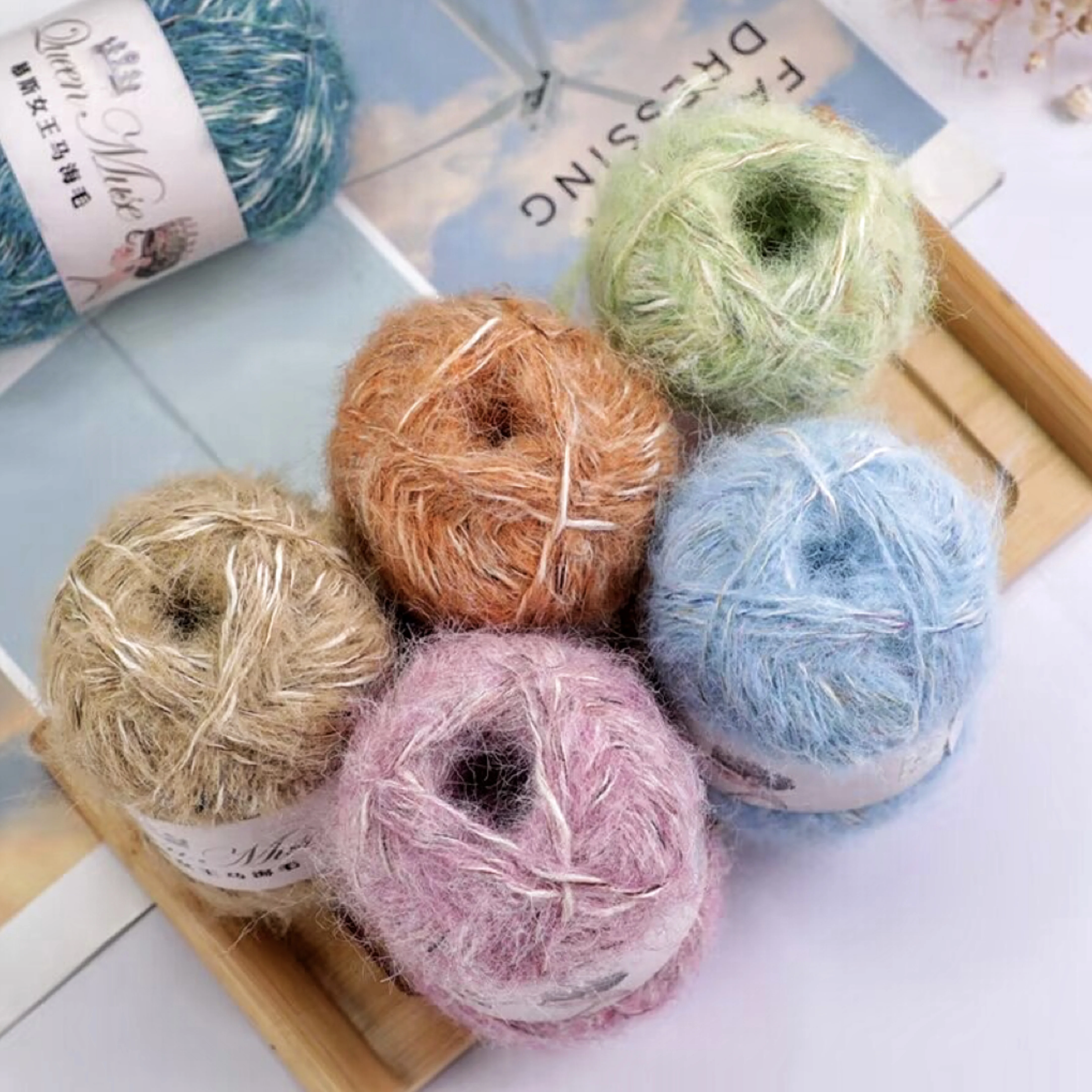 50G/Ball Mohair Section Dyed Wool Yarn Soft Skin-friendly Hand Knitted Wool DIY Scarf Hat Sweater Gradual Change Coat Knitting