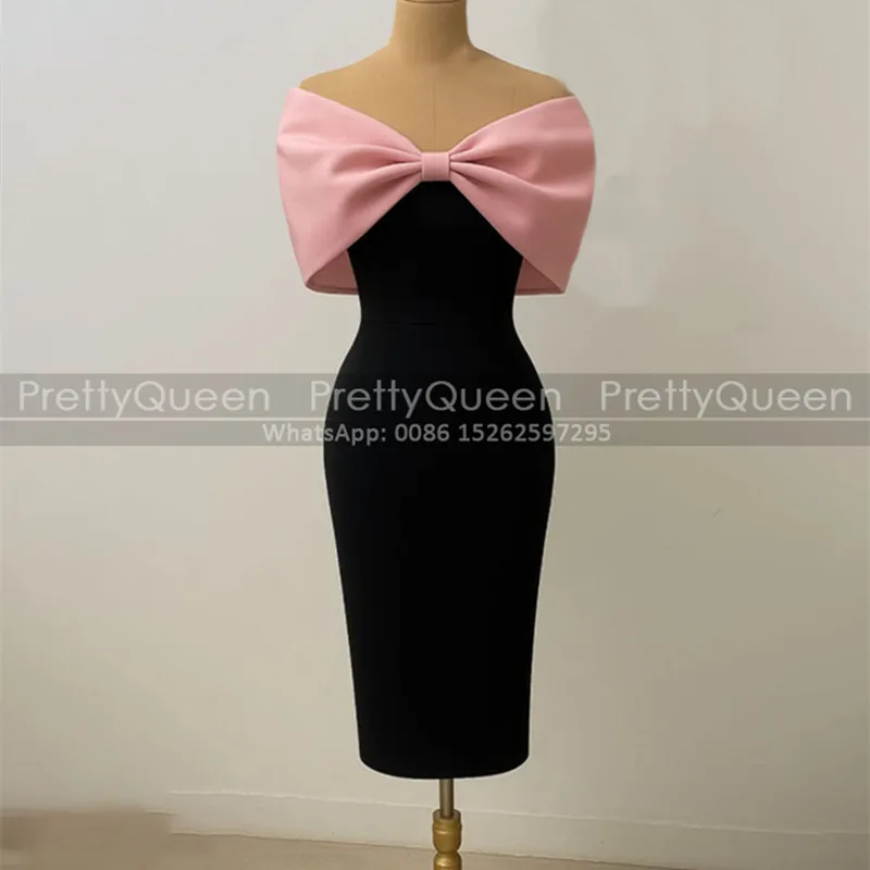 

Tea Length Sheath Bridesmaid Dresses With Half Sleeves Off Shoulder Customized Long Wedding Party Dress