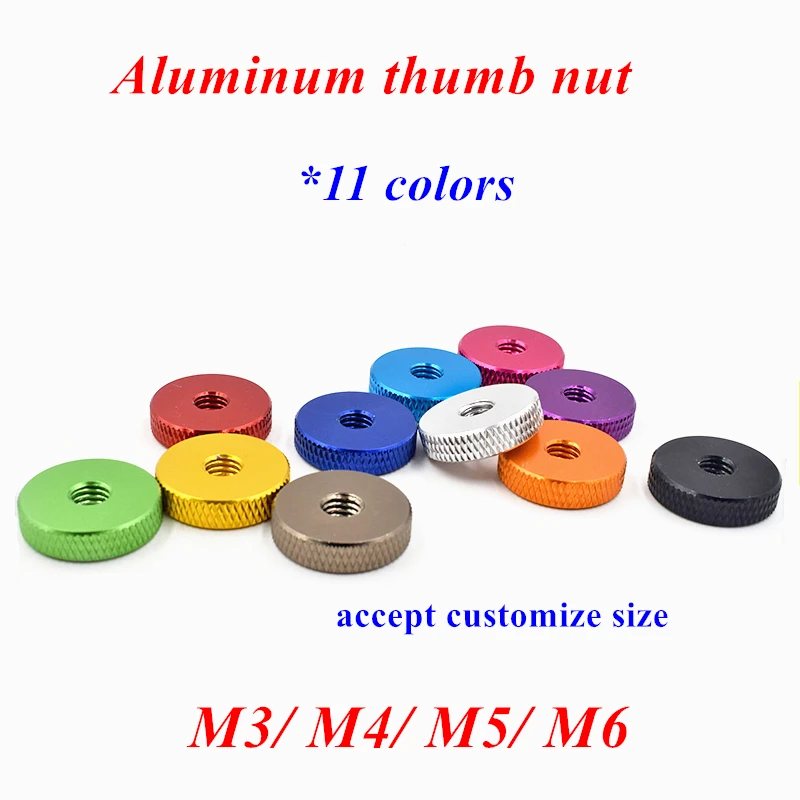 10pcs M3 M4 M5 M6 Aluminum Anodized Knurled Thumb Nut Frame Hand tighten Nuts for FPV RC Model Toys