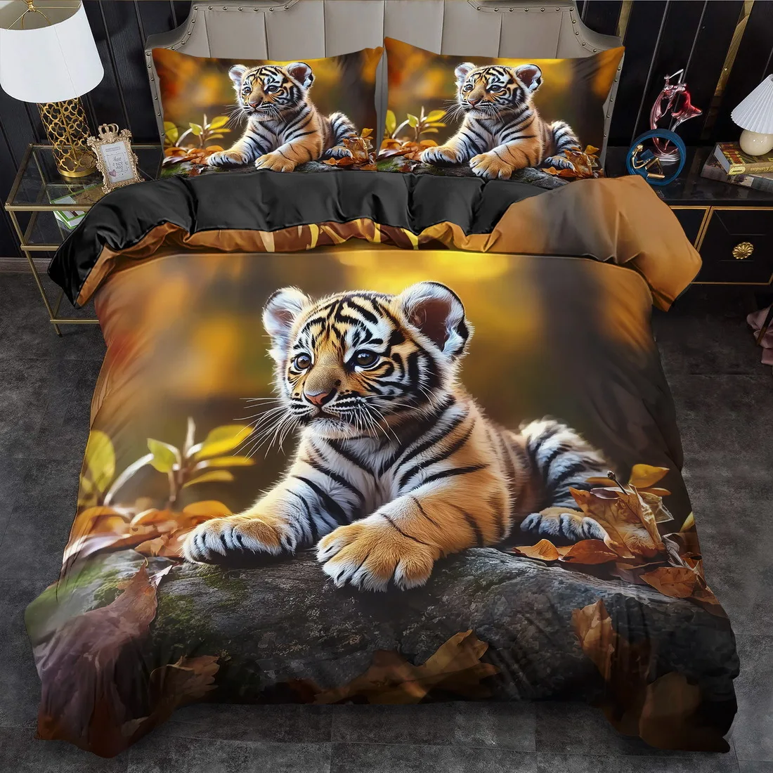 

Tiger Animals Print Duvet Cover Set King Queen Style Bedding Machine Washable Quilt Decoration Bedroom Birthday Gift