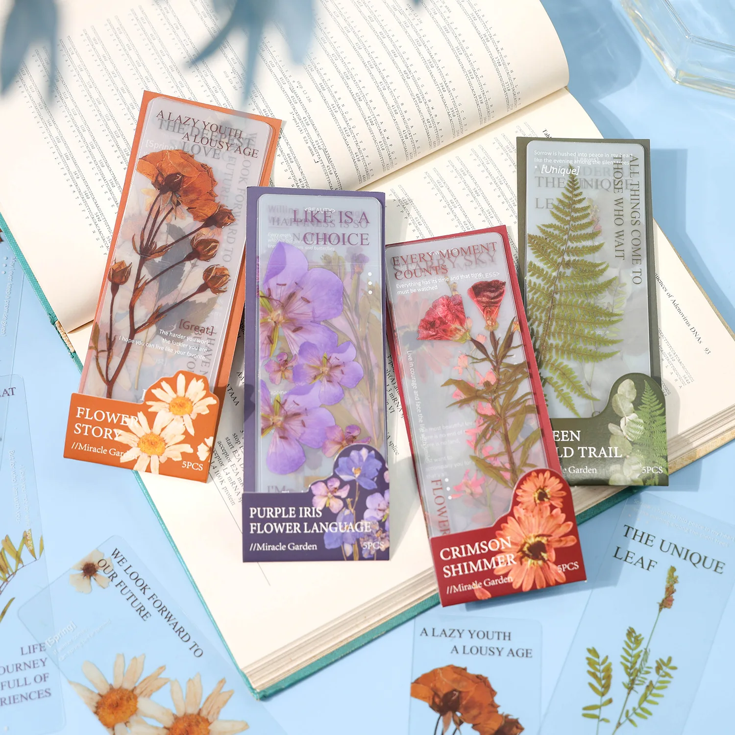 

5pcs/set Plants Bookmarks PVC Transparent Bookmark Creative Aesthetic Stationery DIY Reading Accessories Book Lover Gifts