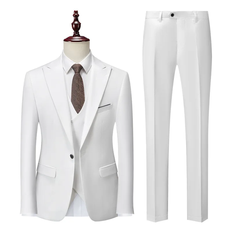 

2023 Fashion Men's Casual Business Suit 3 Pieces Set / Male Dress Blazers Jacket Coat Blazers Trousers Pants Vest Waistcoat