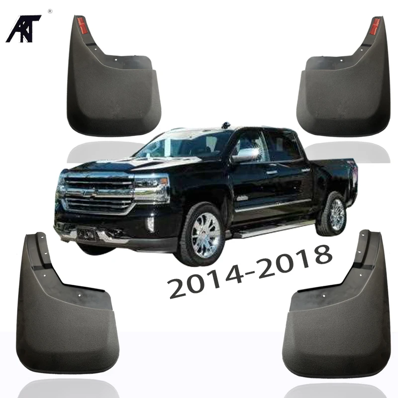 4PCS/set Black for: Chevrolet silverado new pick-up 2014-2018 mud flaps  Splash Guards Mud Flaps