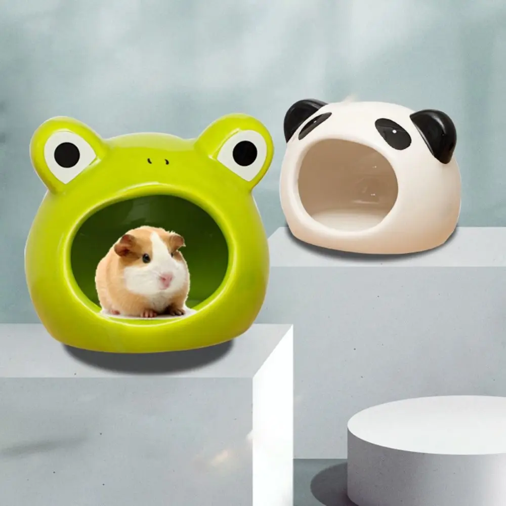 

Heat Dissipation Ceramic Hamster Nest Animal Shaped Cute Pet Small House Cooling Creative Hamster Bed Four Season