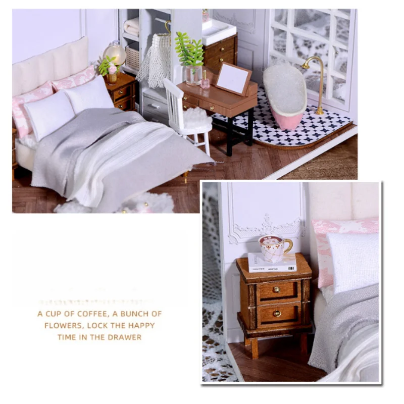 فيلا OUZEY Lazy Day Miniature، بيت الدمى بمقياس 1:32، هدية حياة مريحة للفتيات المراهقات #5