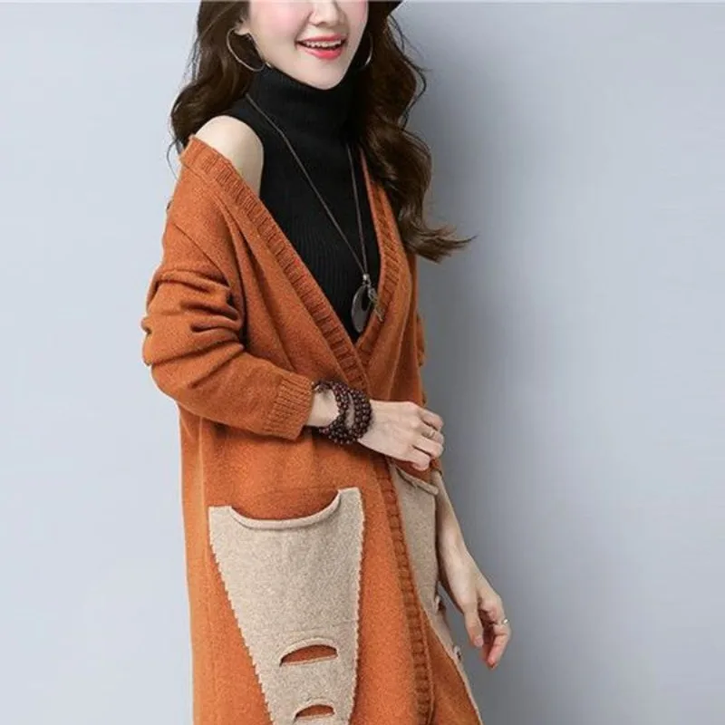 Women\'s Autumn and Winter Korean Long sleeved V-neck Cardigan Fashion Casual Loose Elegant Comfortable Versatile Commuter Tops