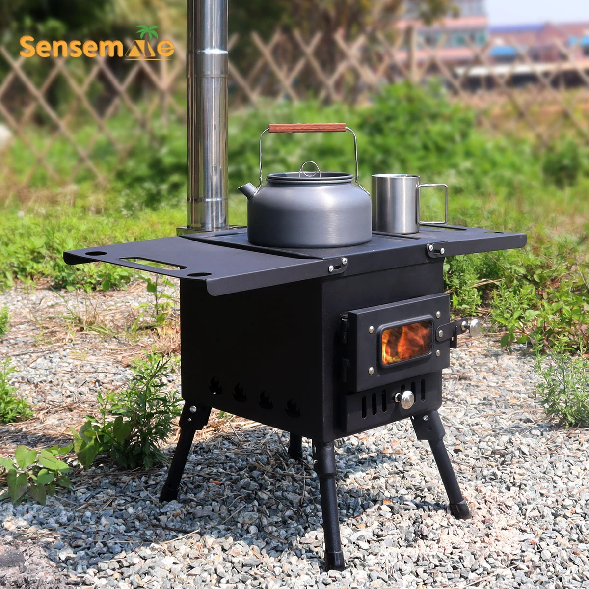 Portable Camping Wood Stove Mini Firewood BBQ Coal Meat Grills for Hot Tent Cooking Outdoor