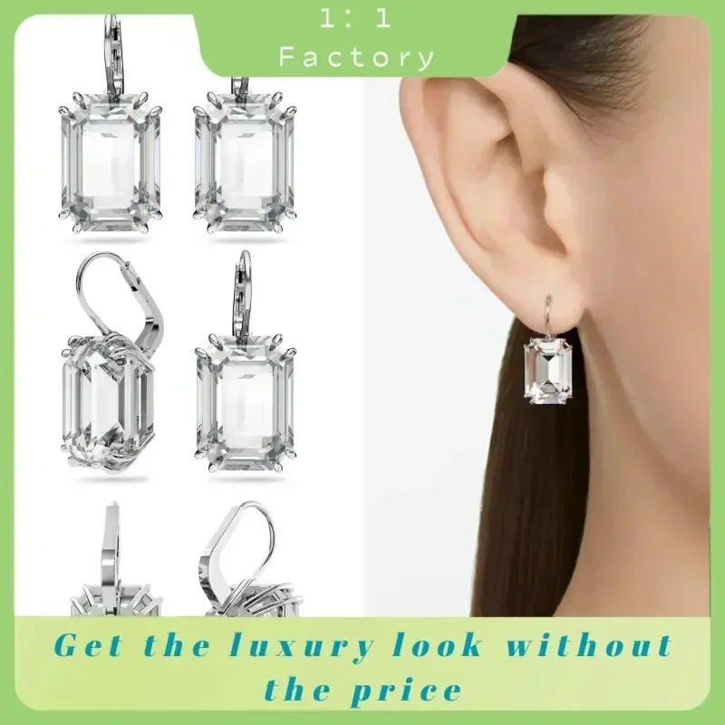 2024 Gorgeous High-Quality Luxury Millenia Earrings - Droplet Shaped Square Cut Whites in S925.