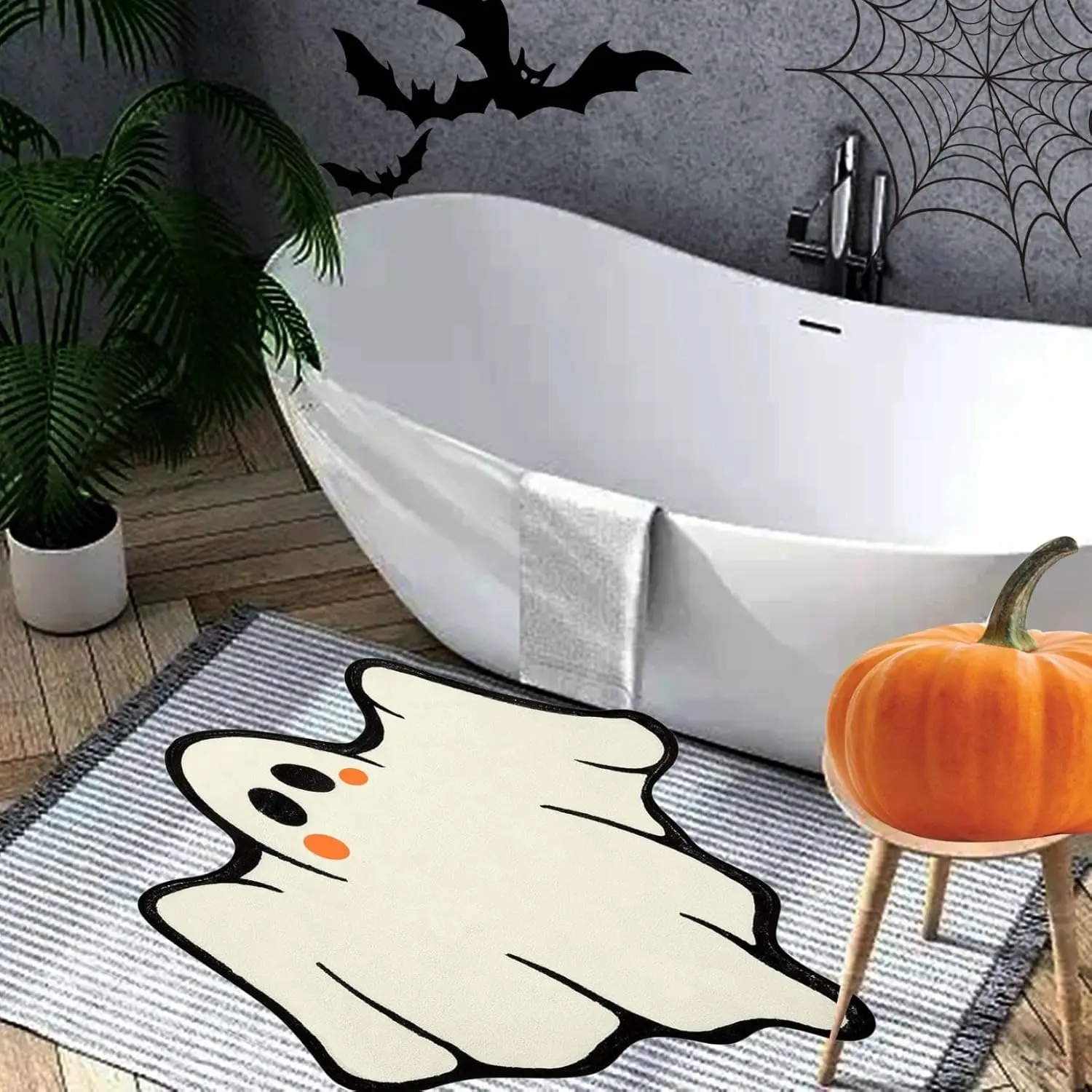 VIKAMA Cute Halloween Ghost Carpet, Bathroom Carpet, Water-Absorbing And Anti-Slip, Festive Atmosphere Home Decoration Carpet