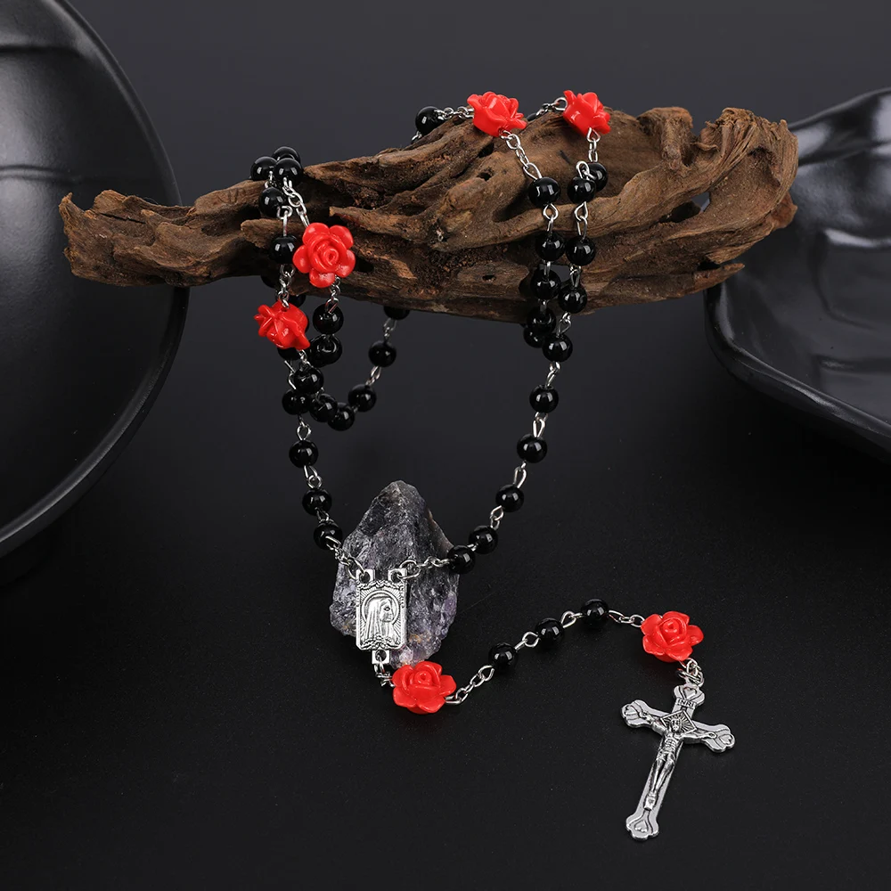 Katholische Rosenkranzkette für Damen, mit Kreuzanhänger, 6-mm-Perlenkette, für Herren, religiöser Gebetsanhänger, Schmuck für Partys, Geschenkidee. – Detail 16