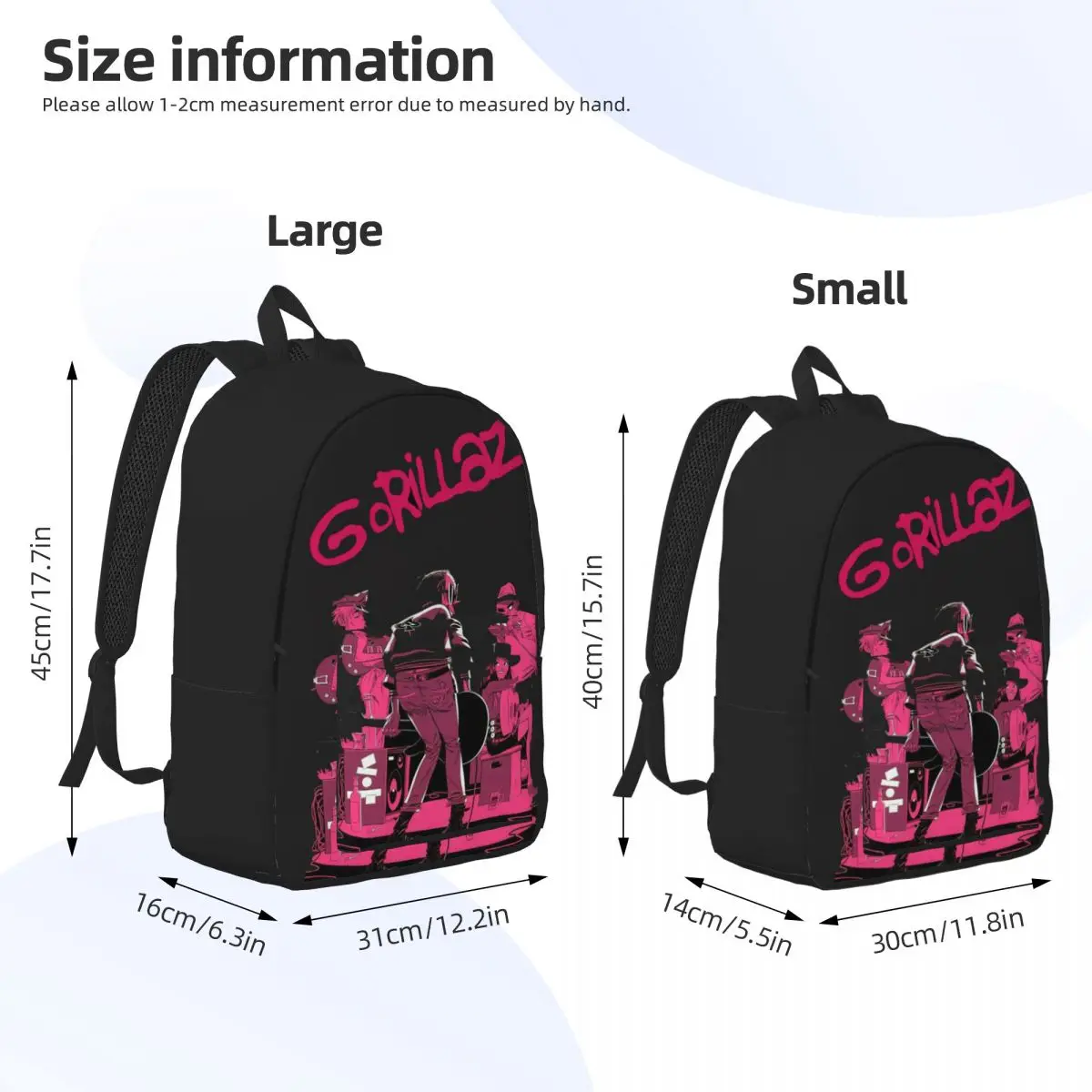 Gorillaz-Sac à livres rétro pour adolescents, sac à dos Rock, école primaire, lycée, sports