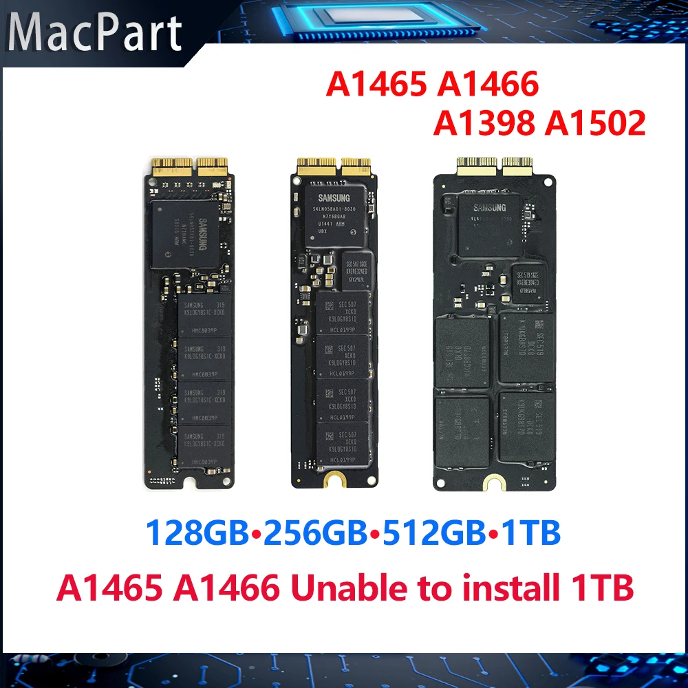 Genuine Original 128GB 256GB 512GB 1TB SSD Solid State Drive for Macbook Air A1465 A1466 Pro A1398 A1502 2013 - 2017 Year